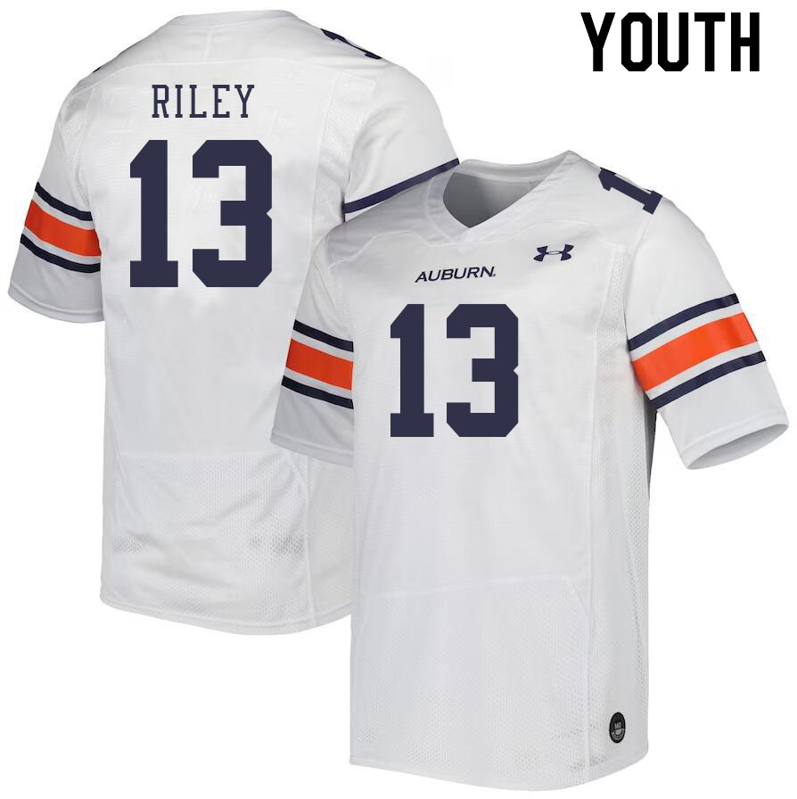 Youth Auburn Tigers #13 Cam Riley White 2023 College Stitched Football Jersey